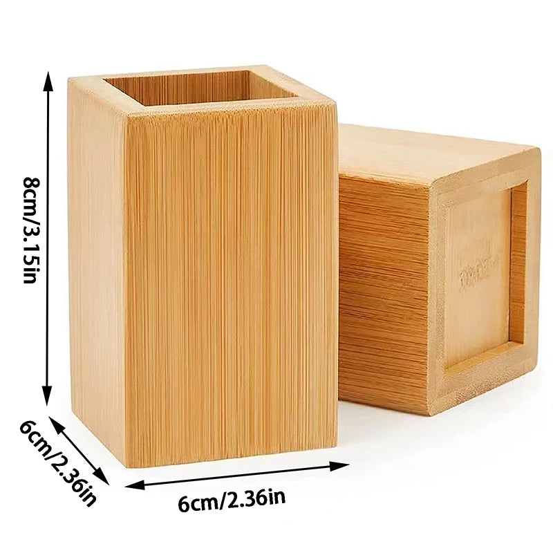 Bamboo and Wood Pen Holder Desktop Stationery Storage Box Office Supplies Storage Box Multifunctional Pen Holder Pencil Barrel