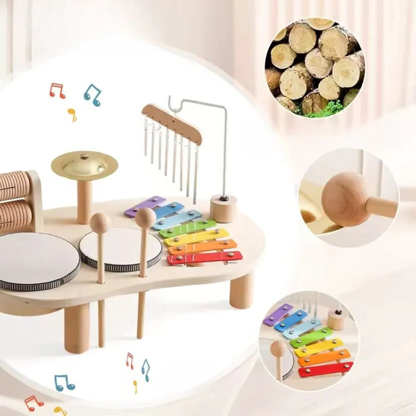 Montessori Wooden Drum Kit for Toddlers