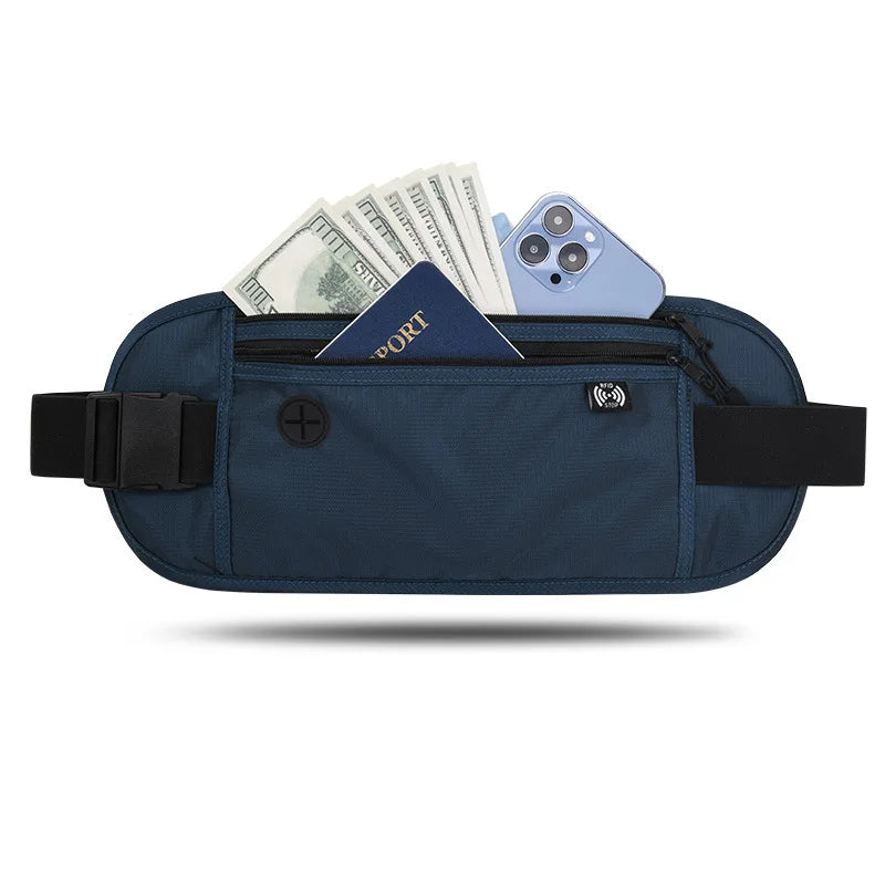 Travel Money Belt RFID Blocking Waterproof Waist Bag Fanny Pack Hidden Wallet Signal RFID Blocking Passport Holder Document Bag