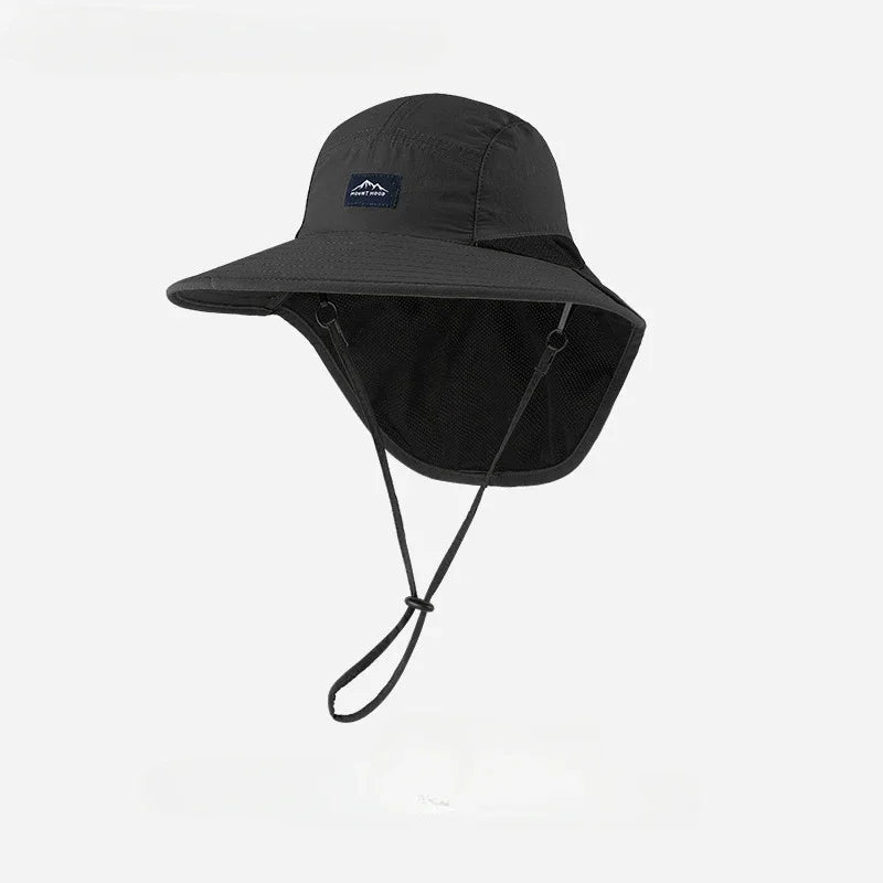 Unisex Summer Wide Brim Waterproof Quick-Drying Panama Caps Outdoor Visor Bucket Hats Mesh Breathable Sun Hat with Neck Flap