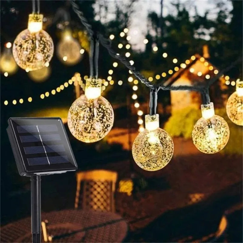 5-22M Solar String Lights Outdoor 200 Led Crystal Globe Lights Waterproof Solar Festoon Fairy Light for Garden Christmas Decor