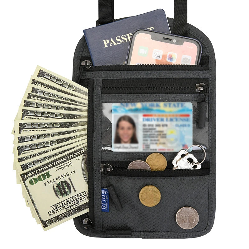 Travel Money Belt RFID Blocking Waterproof Waist Bag Fanny Pack Hidden Wallet Signal RFID Blocking Passport Holder Document Bag