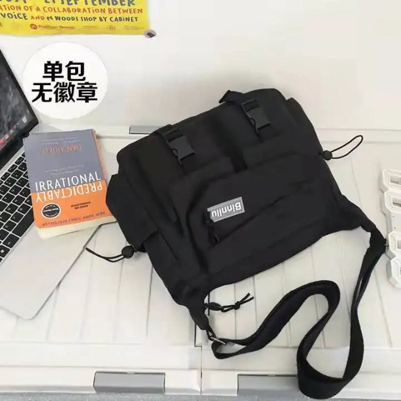 Japanese Simple Messenger Bag Student Nylon Waterproof Canvas Handbag Shoulder Crossbody Bags for Women Men Satchels Bolsas