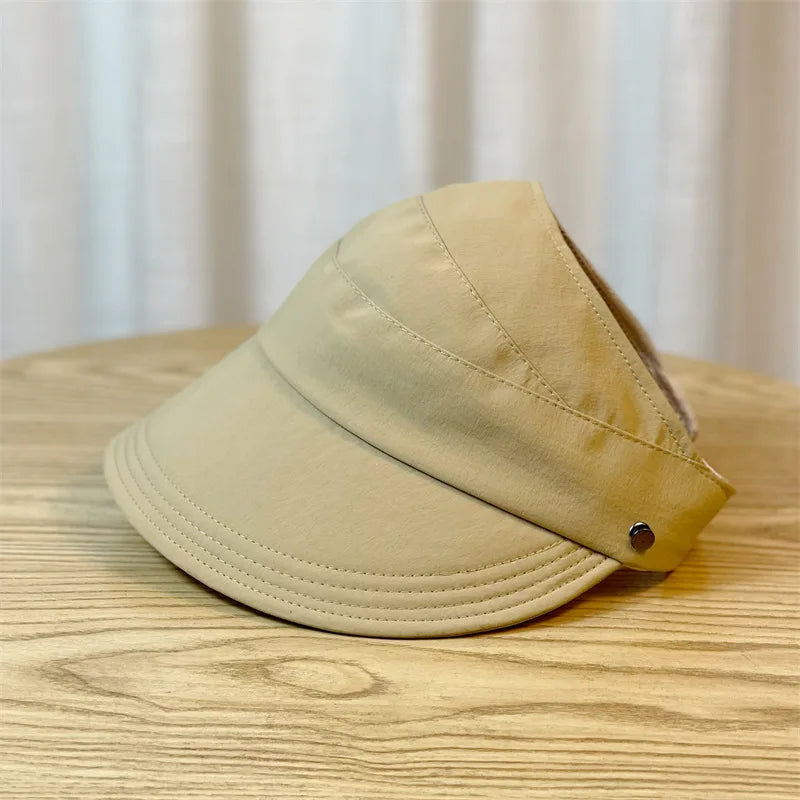 Foldable Women'S Sun Hat with Wide Brim and Breathable Top - Perfectfor Ponytails