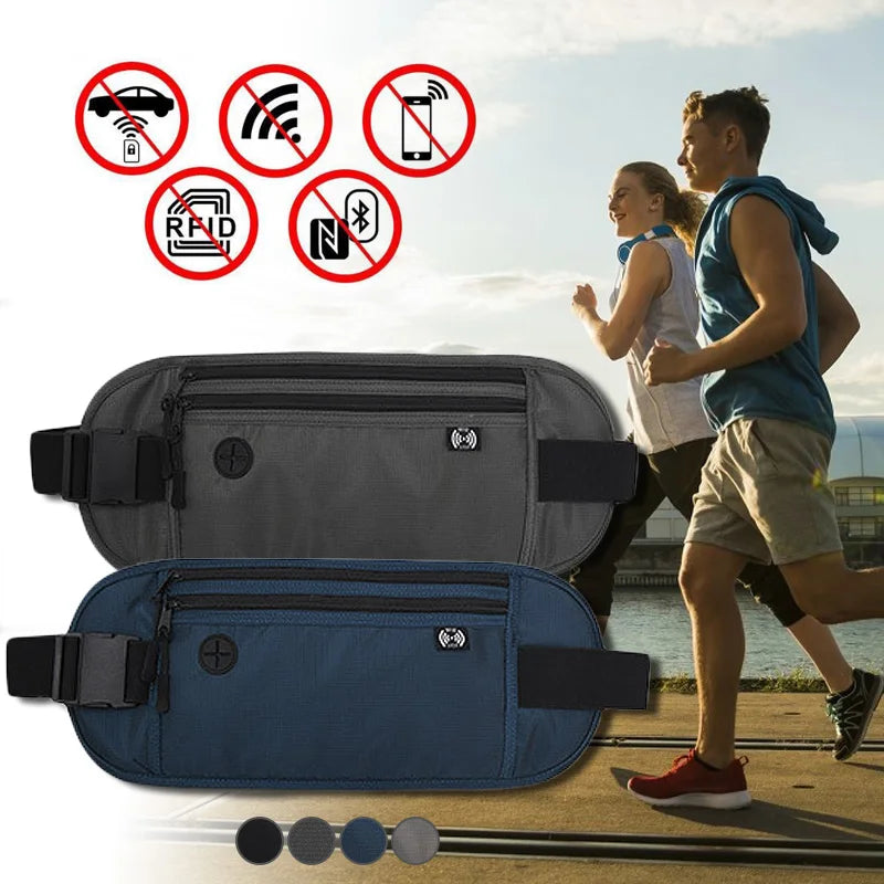 Travel Money Belt RFID Blocking Waterproof Waist Bag Fanny Pack Hidden Wallet Signal RFID Blocking Passport Holder Document Bag