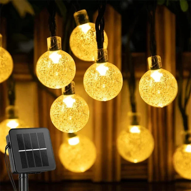 5-22M Solar String Lights Outdoor 200 Led Crystal Globe Lights Waterproof Solar Festoon Fairy Light for Garden Christmas Decor