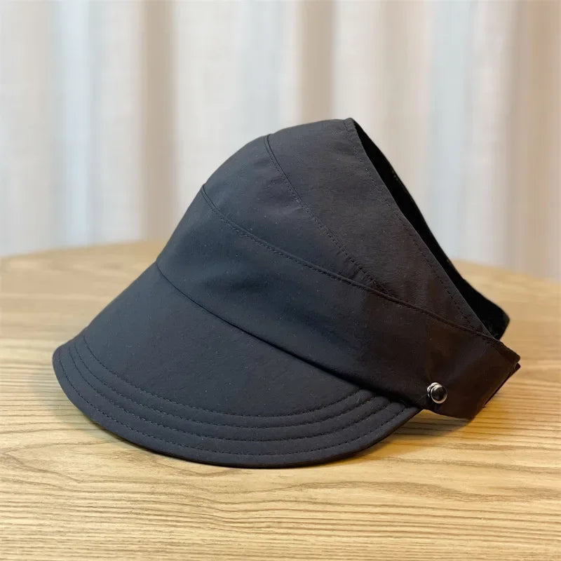 Foldable Women'S Sun Hat with Wide Brim and Breathable Top - Perfectfor Ponytails