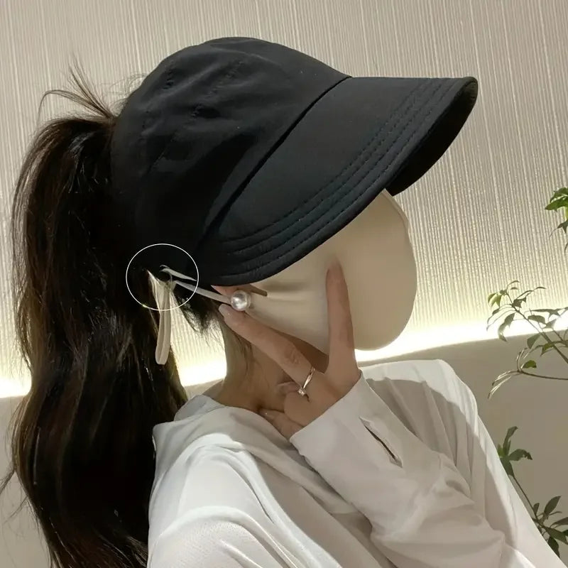 Foldable Women'S Sun Hat with Wide Brim and Breathable Top - Perfectfor Ponytails