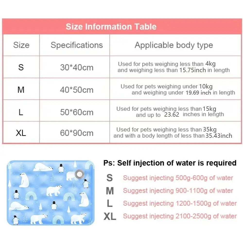 Floor Mat Cool Pet Cooling Mat Ice Gel Self Added Water Dog Cold Bed Mat Portable Durable Pet Ice Cushion for Small Big Dogs
