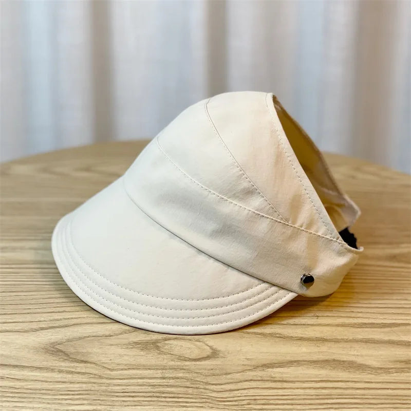 Foldable Women'S Sun Hat with Wide Brim and Breathable Top - Perfectfor Ponytails