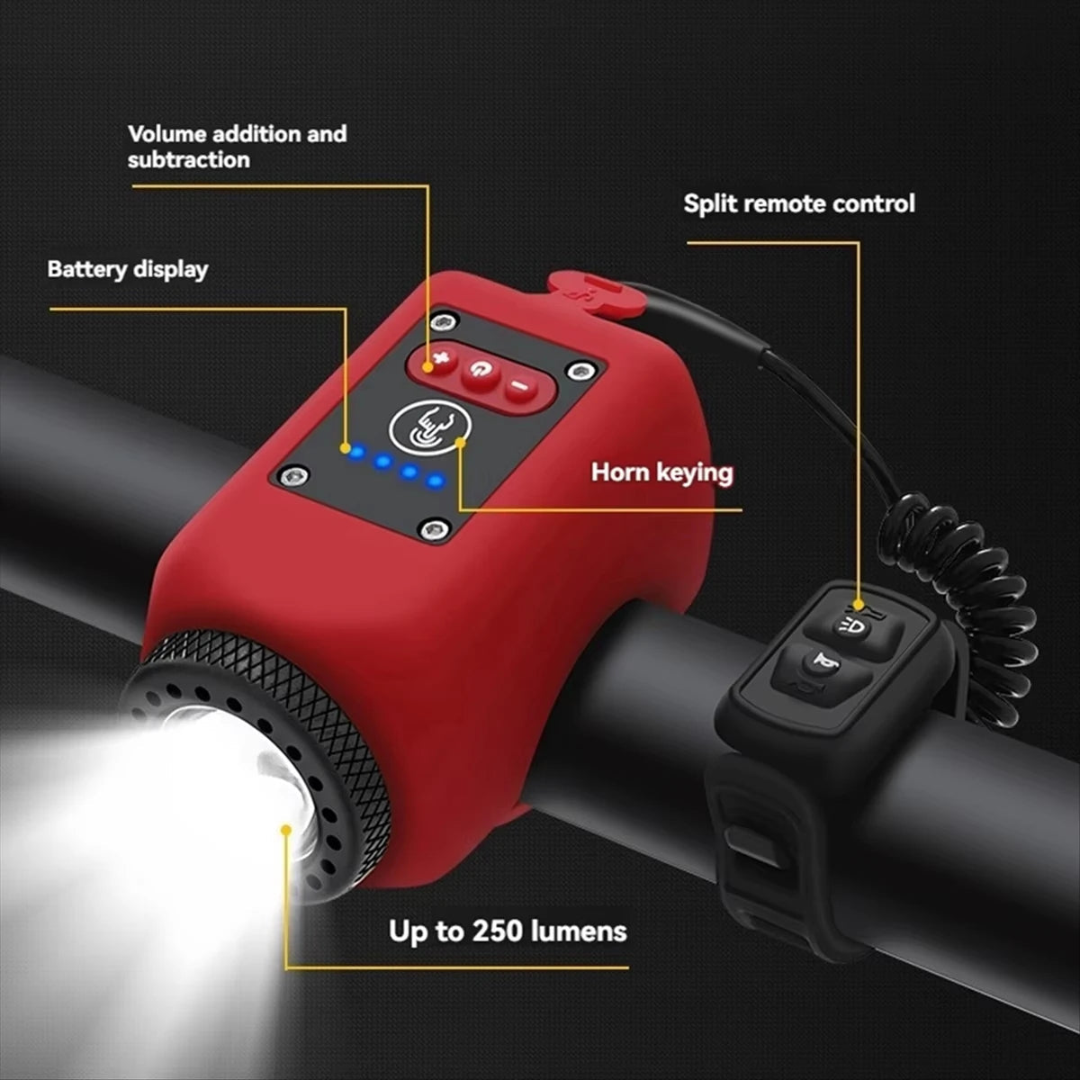 Electric Bike Horn and Front LED Light