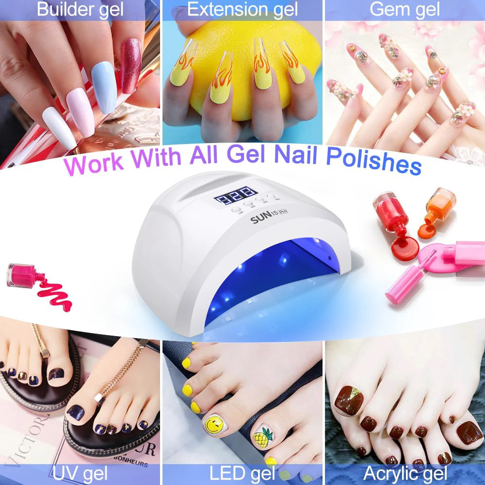 LINMANDA Sun 1S 48W UV LED Lamp for Nail 30 Leds with 4 Timer Settings Smart Nail Dryer Nail Art Tools for Home Manicure Salon