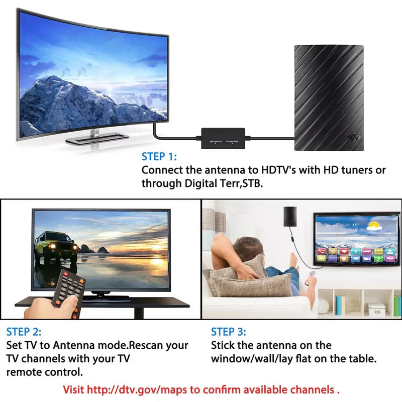 Indoor HDTV Antenna - 600 Mile Long Range 4K