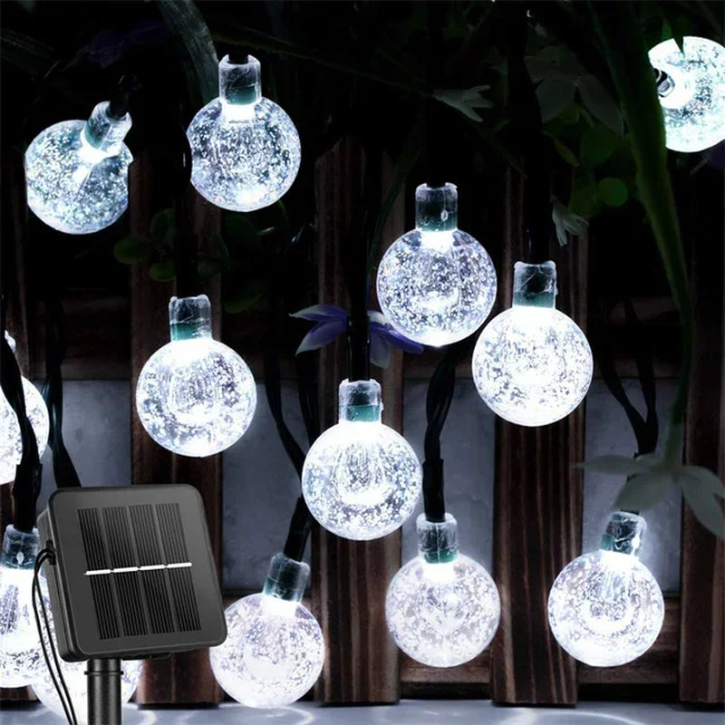 5-22M Solar String Lights Outdoor 200 Led Crystal Globe Lights Waterproof Solar Festoon Fairy Light for Garden Christmas Decor