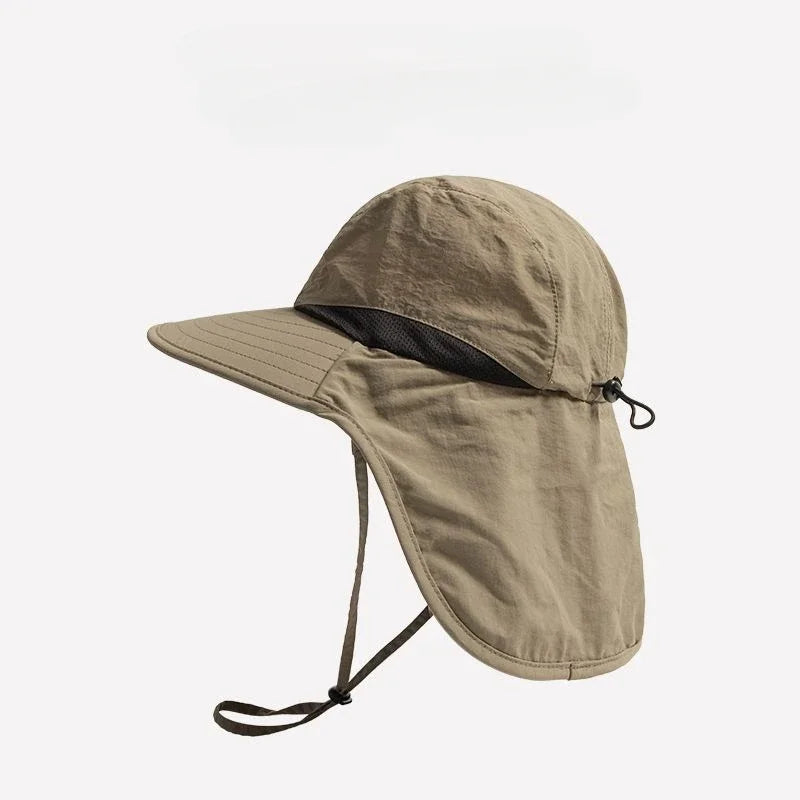 Unisex Summer Wide Brim Waterproof Quick-Drying Panama Caps Outdoor Visor Bucket Hats Mesh Breathable Sun Hat with Neck Flap