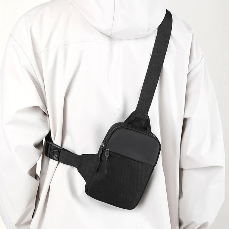 Men Waterproof Sling Chest Pack Fashion Small Black Crossbody Shoulder Zipper Bag Travel Workout Handbag Messanger Bag for Men