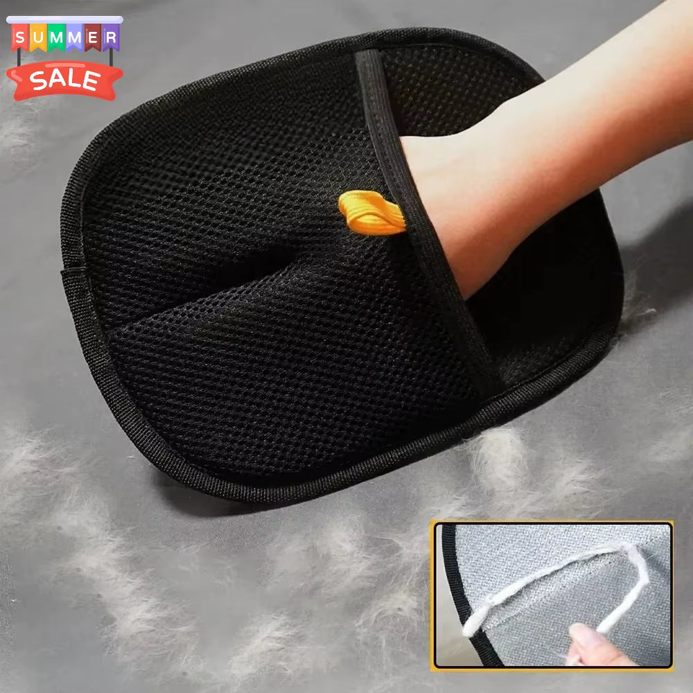 Static Pet Hair Removal Gloves - Grooming & Deshedding Gloves for Dogs Cats - Works on Sofa Carpet Clothes - Multi-Surface Brush