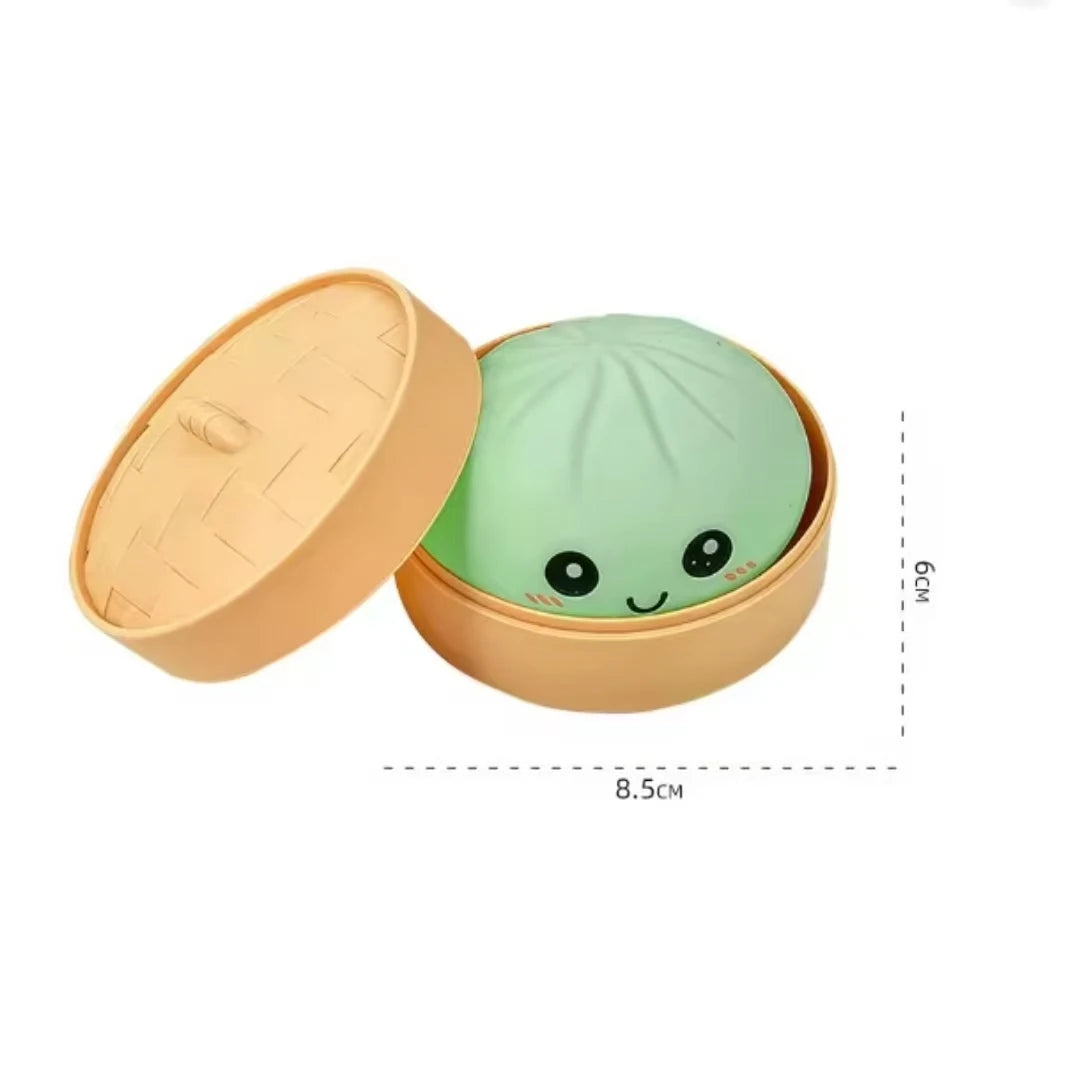 Simulation Dumpling Squishy Rebound Soft Squeeze Stress Ball with Bamboo Steamer Box Anti-Stress Toy Sensory for Creative Gift