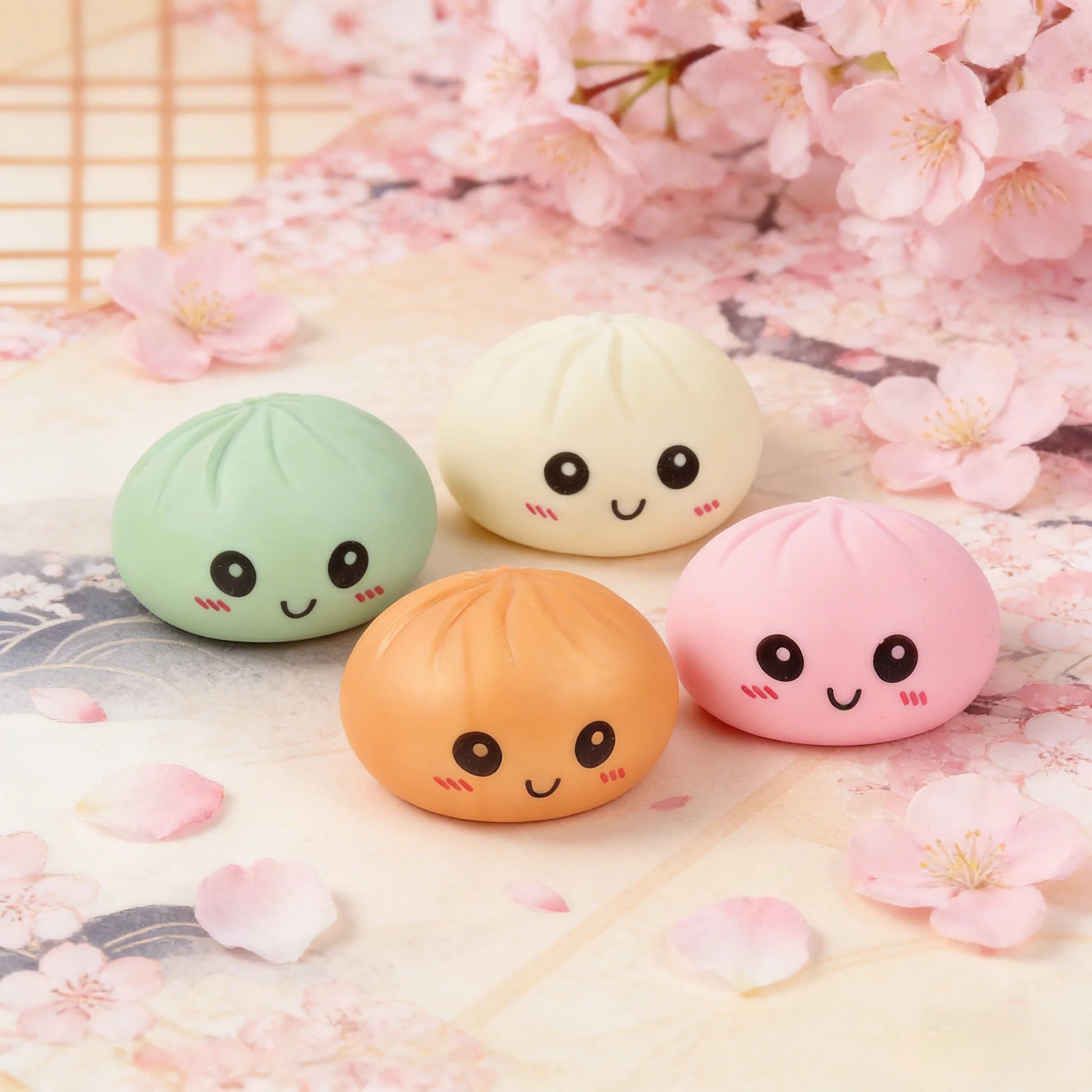 Simulation Dumpling Squishy Rebound Soft Squeeze Stress Ball with Bamboo Steamer Box Anti-Stress Toy Sensory for Creative Gift