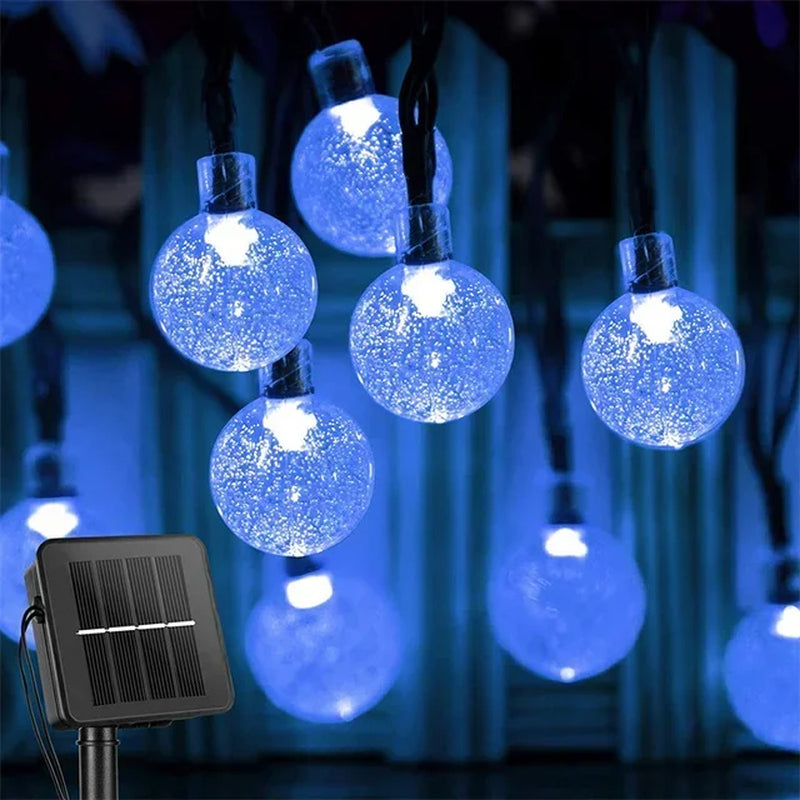 5-22M Solar String Lights Outdoor 200 Led Crystal Globe Lights Waterproof Solar Festoon Fairy Light for Garden Christmas Decor