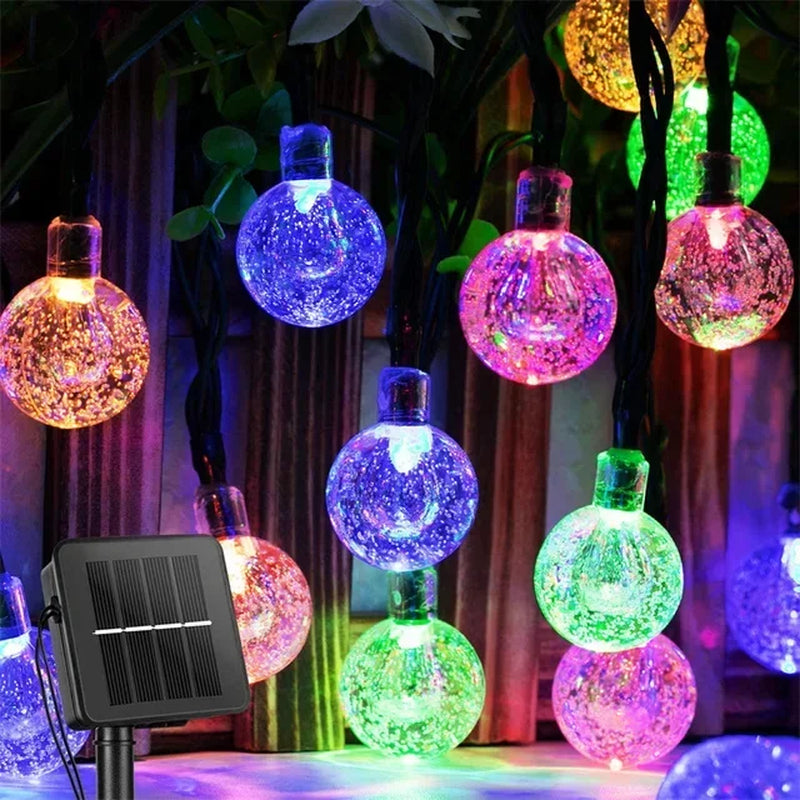 5-22M Solar String Lights Outdoor 200 Led Crystal Globe Lights Waterproof Solar Festoon Fairy Light for Garden Christmas Decor