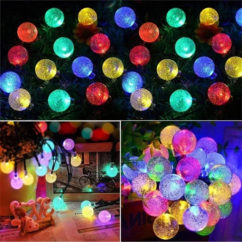 5-22M Solar String Lights Outdoor 200 Led Crystal Globe Lights Waterproof Solar Festoon Fairy Light for Garden Christmas Decor