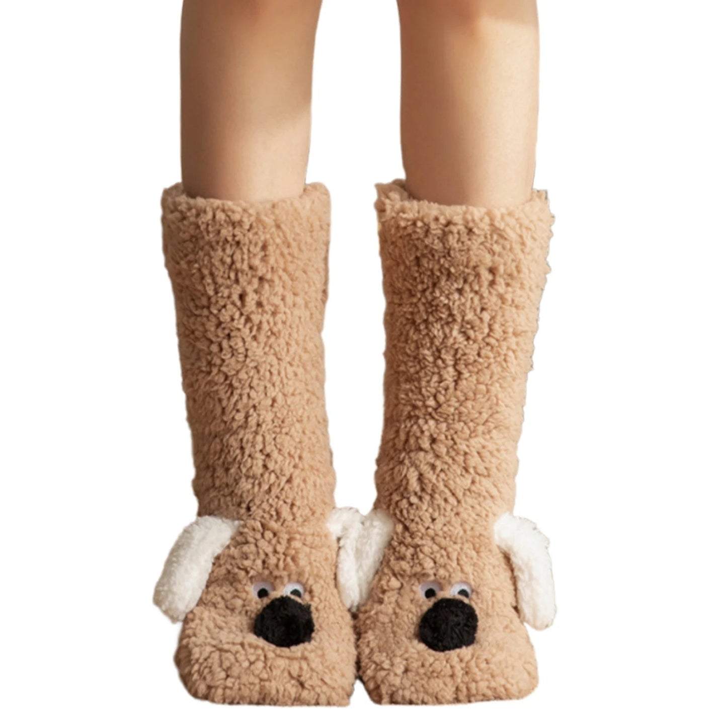 Dog Print Fuzzy Leg Warmer Winter Socks