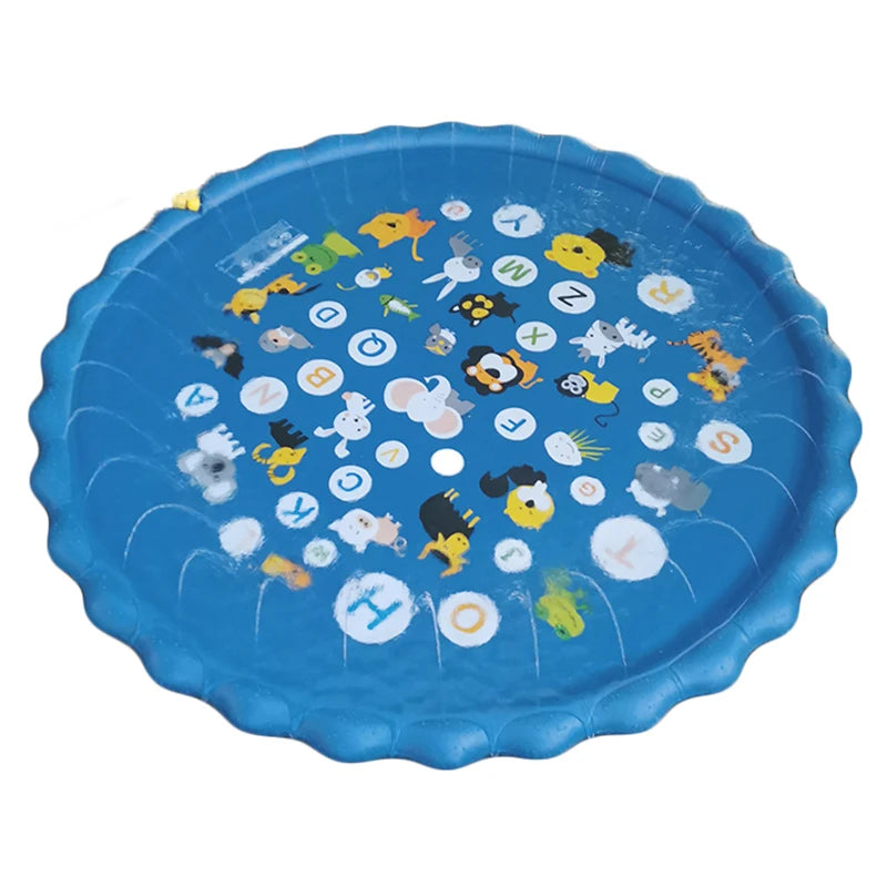 Kids Inflatable Sprinkler Water Play Mat Outdoor Lawn Beach Spray Games Pad with Letters Design Summer Fun Cushion 100/170Cm