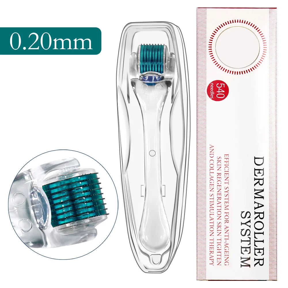 0.2/0.25/0.3Mm Derma Roller for Skin Beard Hair Growth Face Massager Scalp Roller 540 Micro Needle Titanium Makeup Beauty Tool