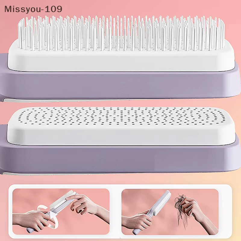 Self Cleaning Hairbrush Women Hair Brush One-Key Cleaning Hair Loss Airbag Scalp Massage Comb Anti-Static Hairbrush