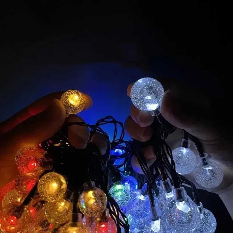 5-22M Solar String Lights Outdoor 200 Led Crystal Globe Lights Waterproof Solar Festoon Fairy Light for Garden Christmas Decor