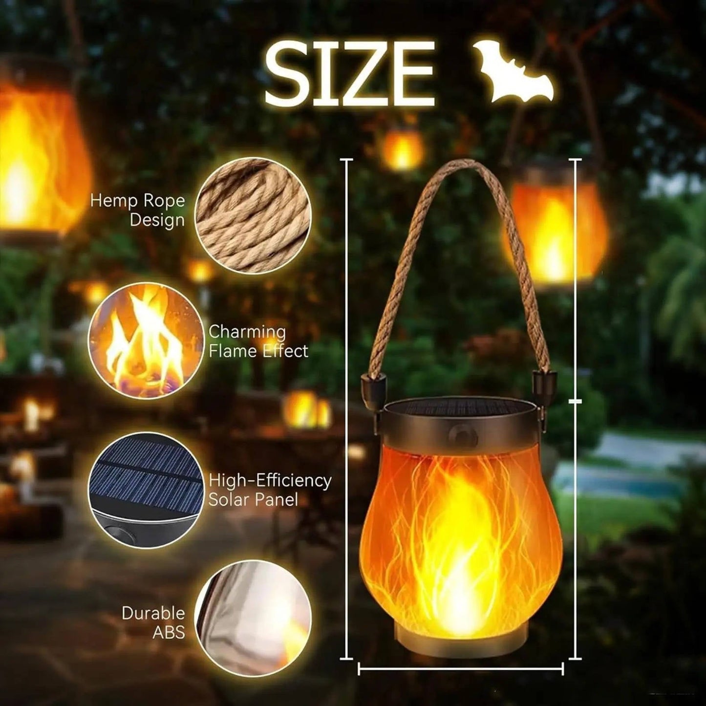 Solar Outdoor Flame Effect Porch Lanterns