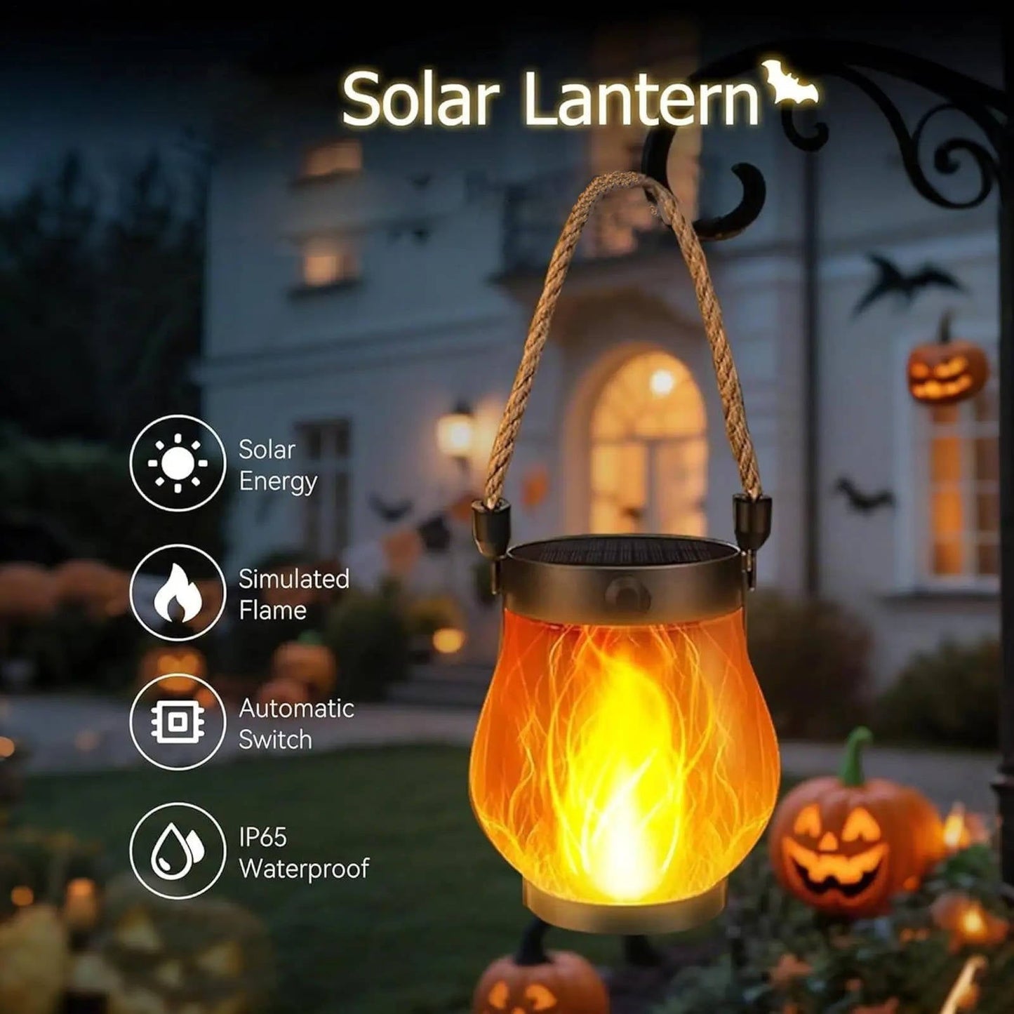 Solar Outdoor Flame Effect Porch Lanterns