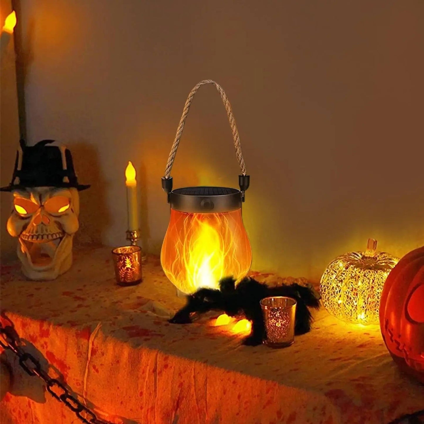 Solar Outdoor Flame Effect Porch Lanterns