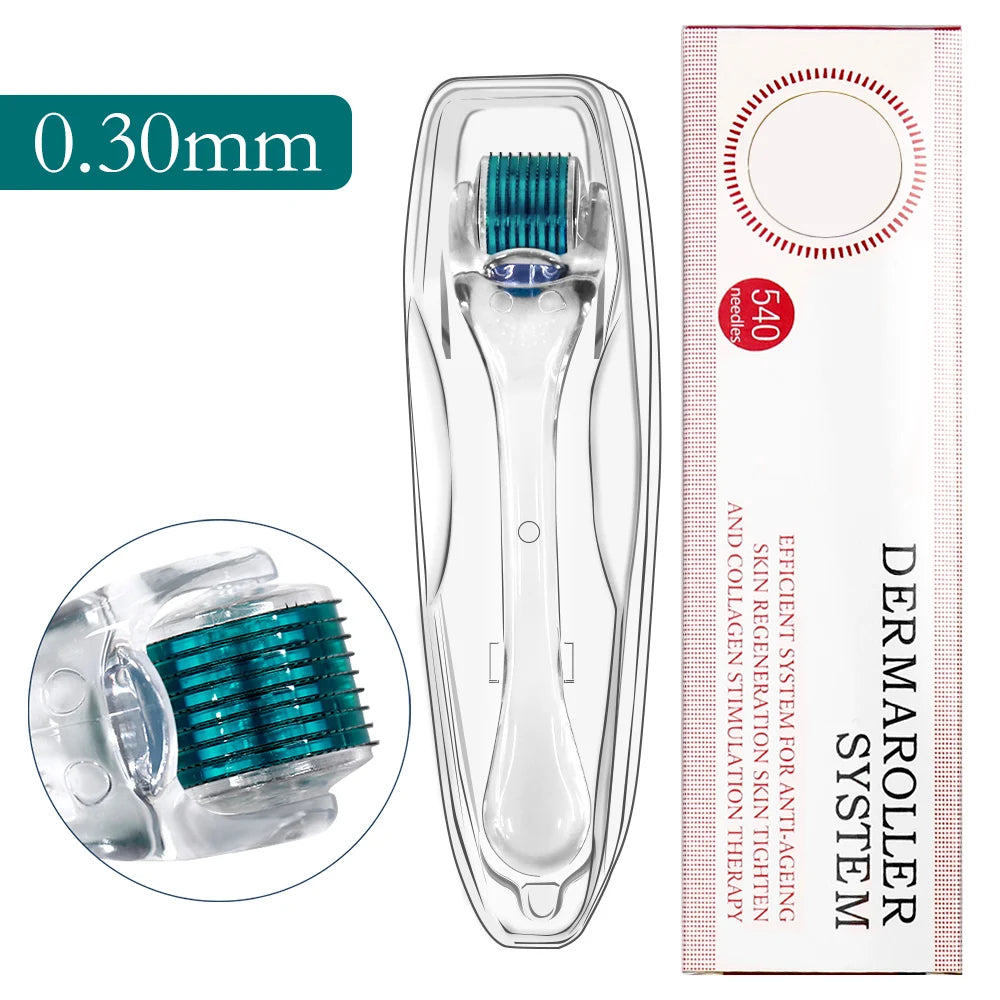 0.2/0.25/0.3Mm Derma Roller for Skin Beard Hair Growth Face Massager Scalp Roller 540 Micro Needle Titanium Makeup Beauty Tool