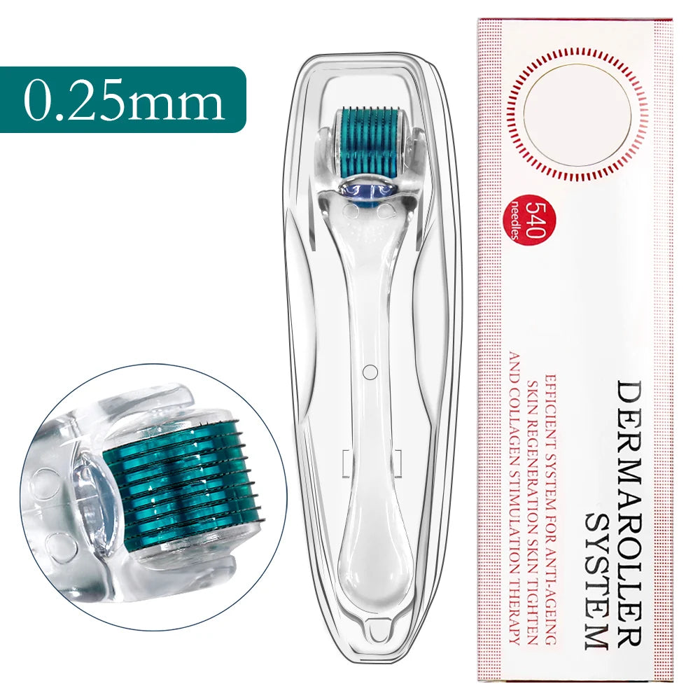 0.2/0.25/0.3Mm Derma Roller for Skin Beard Hair Growth Face Massager Scalp Roller 540 Micro Needle Titanium Makeup Beauty Tool