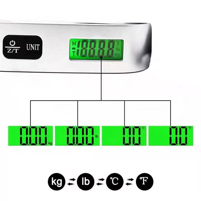 Portable Scale Digital LCD Display 110Lb/50Kg Electronic Luggage Hanging Suitcase Travel Weighs Baggage Bag Weight Balance Tools