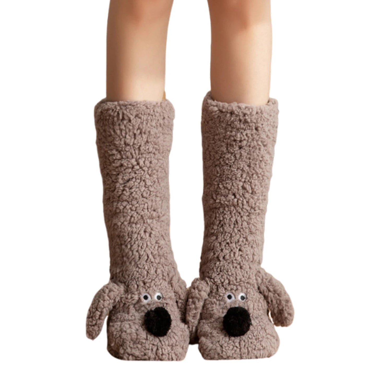Dog Print Fuzzy Leg Warmer Winter Socks