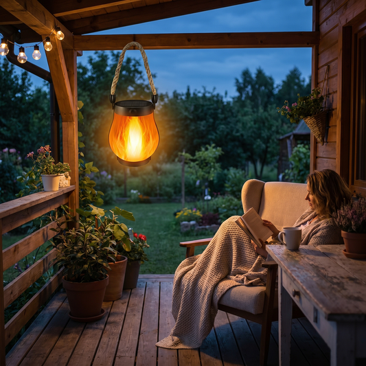 Solar Outdoor Flame Effect Porch Lanterns