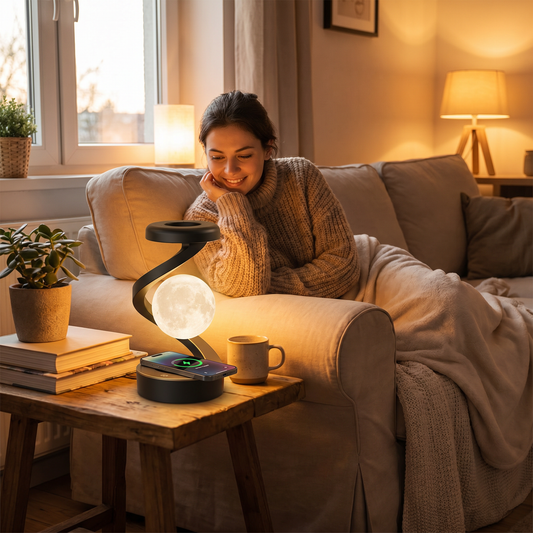 Levitating Moon Lamp Wireless Charging
