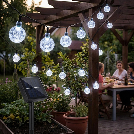 Crystal Globe Solar String Lights — 200 LED, Waterproof Garden Lights