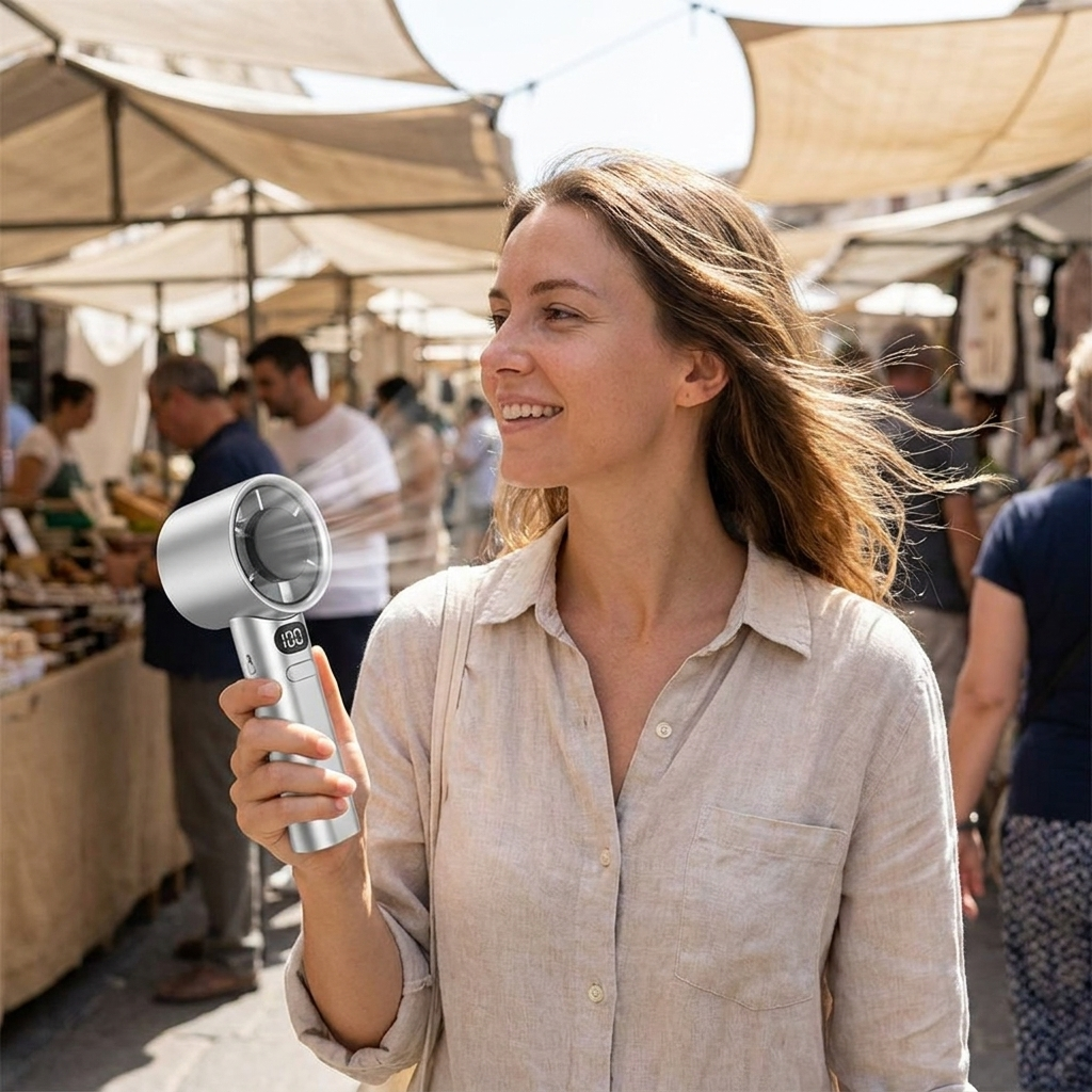 Handheld Portable Fan — USB-C Rechargeable, 3-Speed Electric