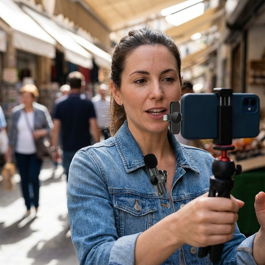 Wireless Lavalier Microphone — Plug-and-Play for iPhone & Android