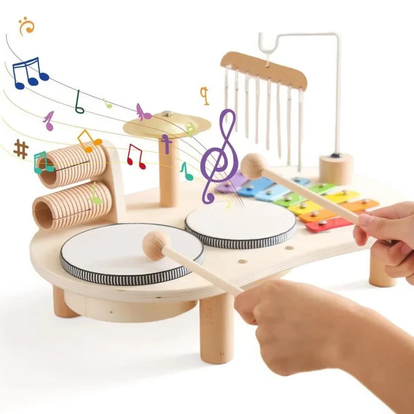 Montessori Wooden Drum Kit for Toddlers