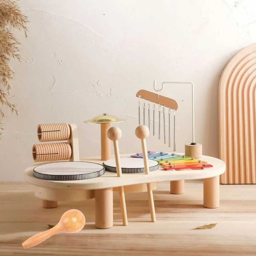 Montessori Wooden Drum Kit for Toddlers