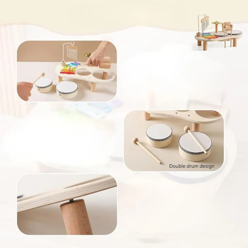 Montessori Wooden Drum Kit for Toddlers