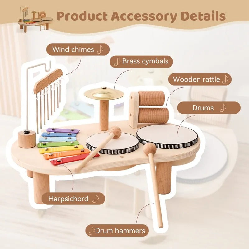 Montessori Wooden Drum Kit for Toddlers