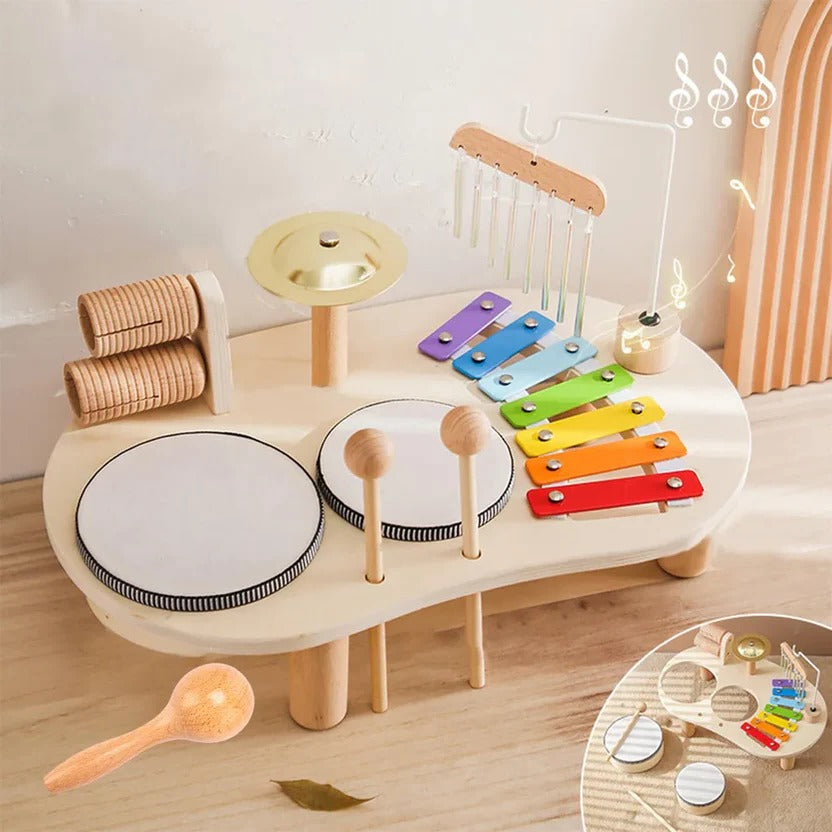 Montessori Wooden Drum Kit for Toddlers