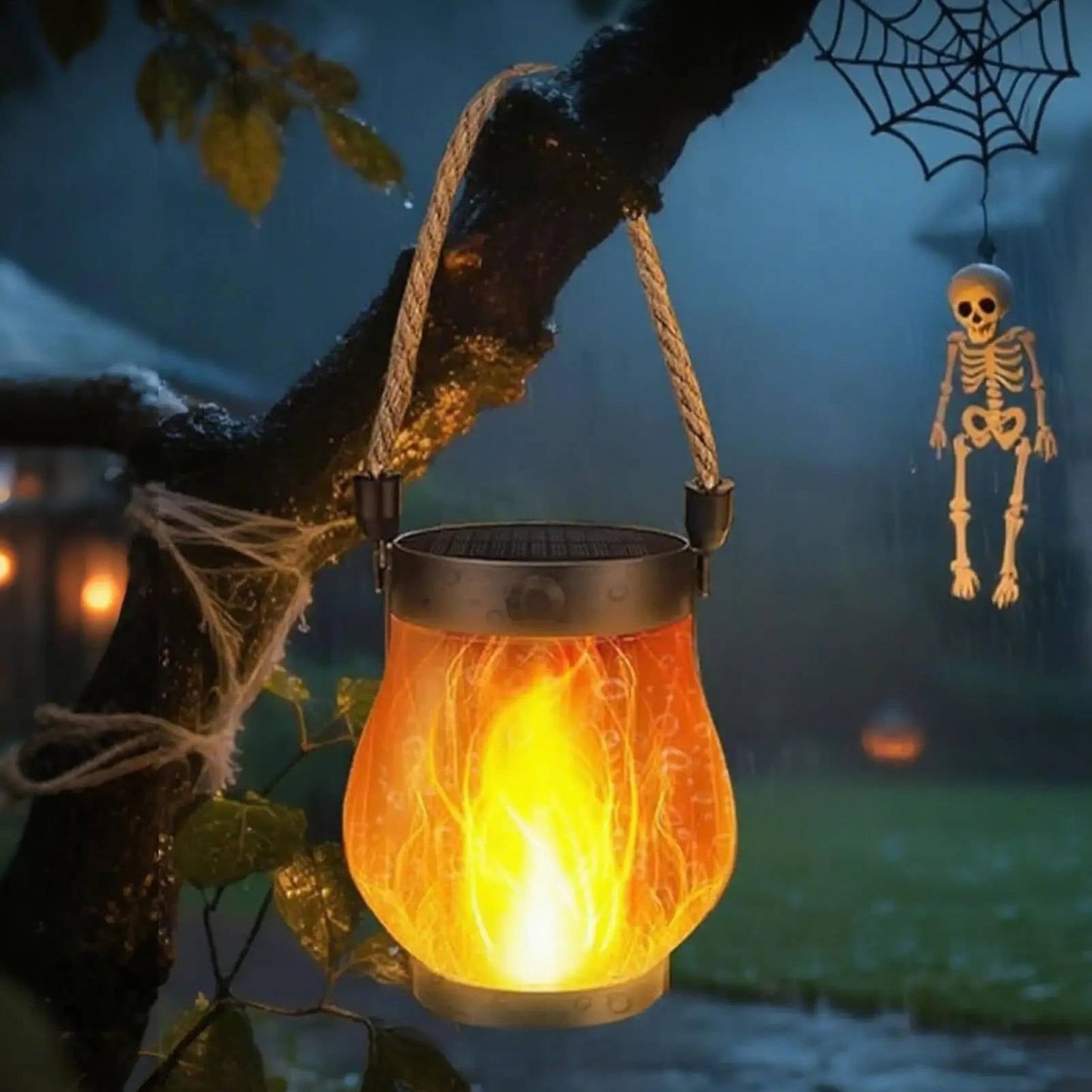 Solar Outdoor Flame Effect Porch Lanterns