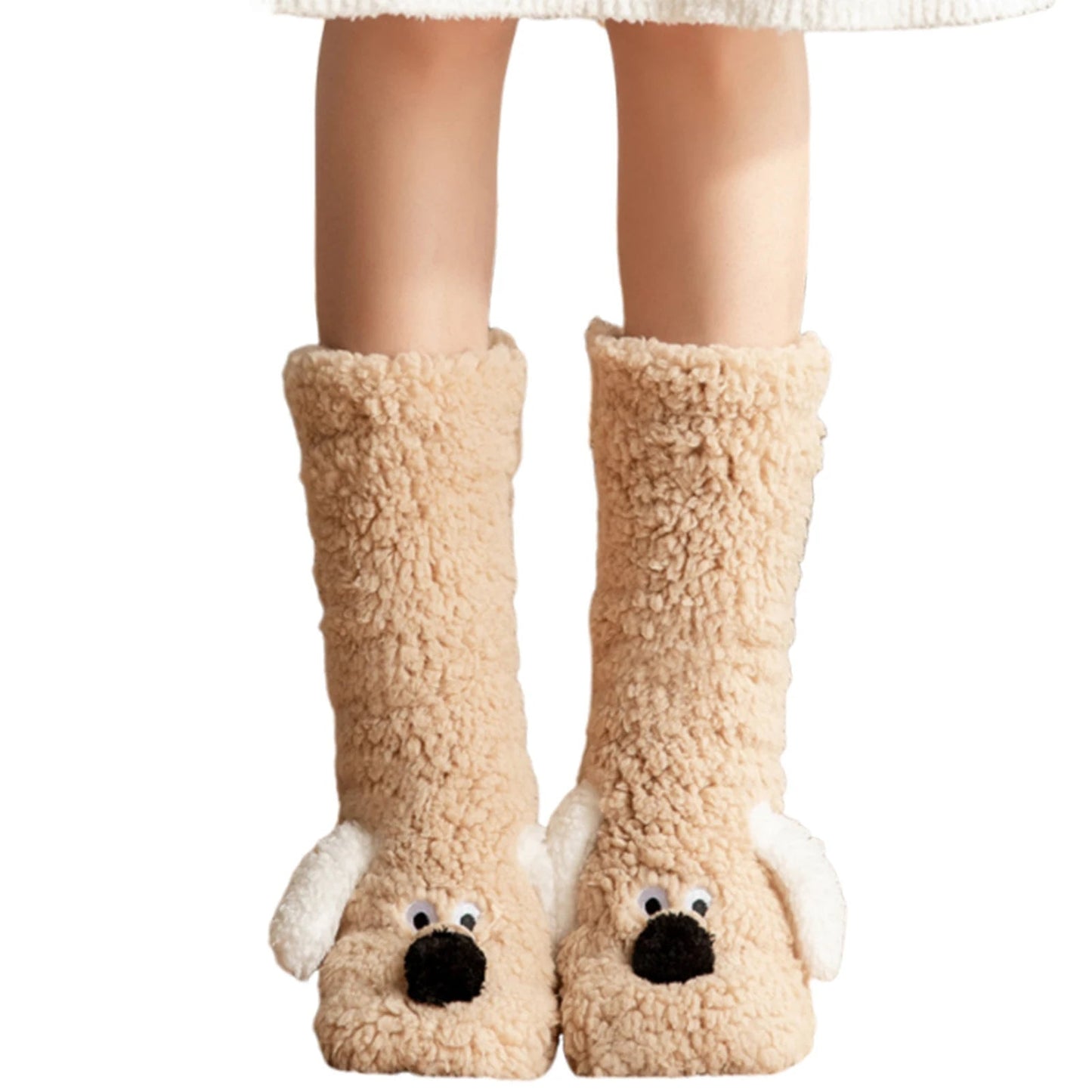 Dog Print Fuzzy Leg Warmer Winter Socks
